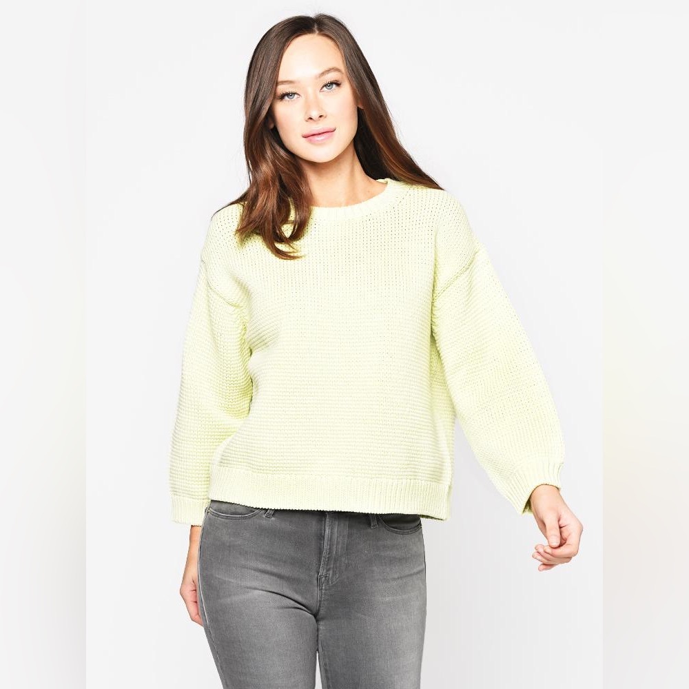 BROCHU WALKER Pismo Crewneck Sweater, Chartreuse Light Green | Sz S